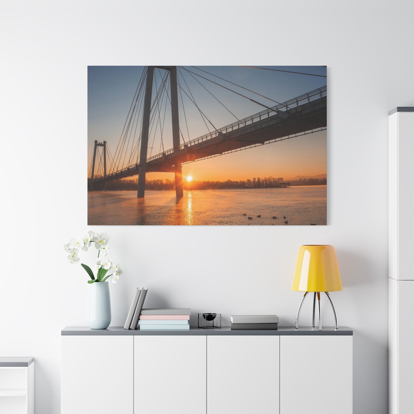 Sunrise Bridge Canvas Wall Art — Matte Stretched Canvas