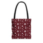 Christmas Snowflake Tote Bag – Burgundy Holiday Patterned Carryall