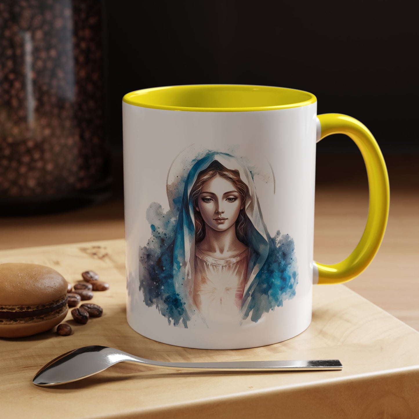 Serene Virgin Mary Coffee Mug - Spiritual Inspiration, Gift for Faith Lovers, Home Decor, Mother's Day, Religious Art