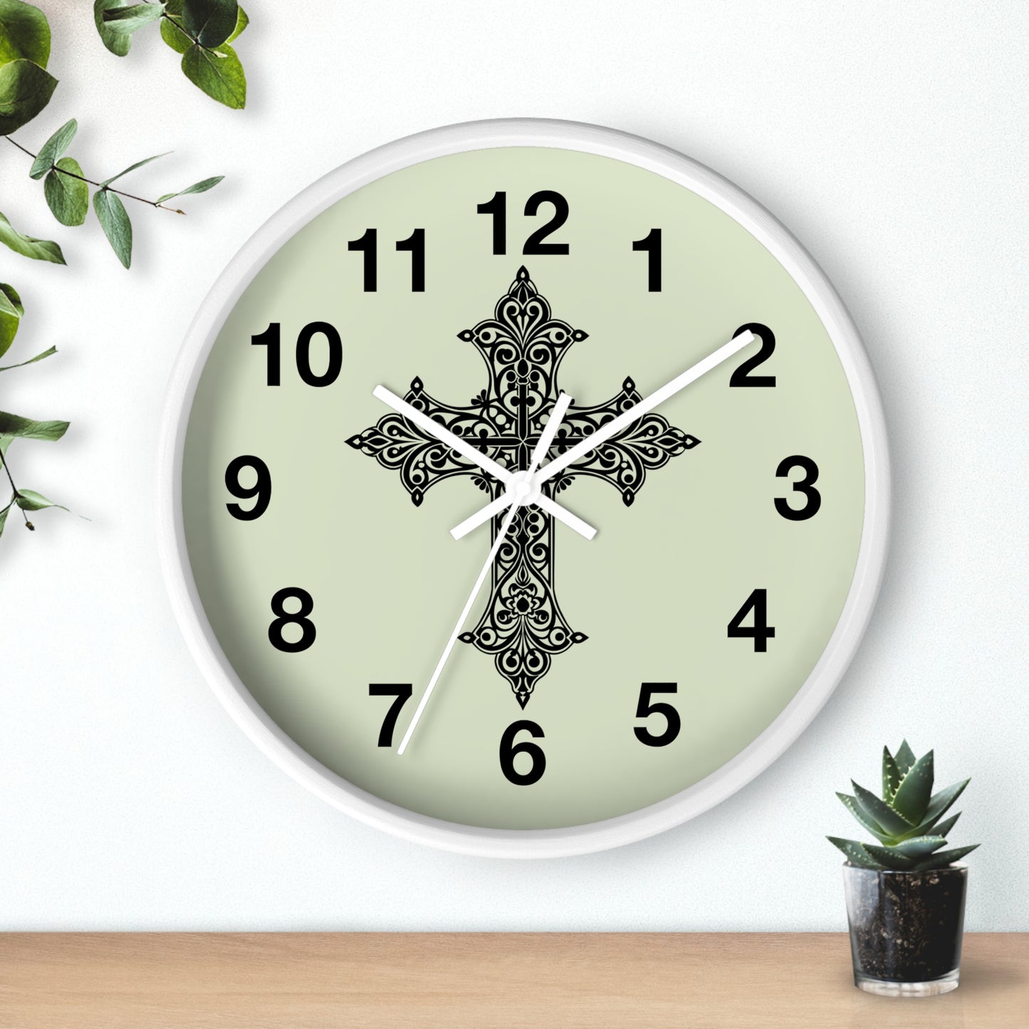 Elegant Cross Wall Clock | Faith-Inspired Home Decor, Unique Gift for Christians, Living Room Accent, Religious Wall Art