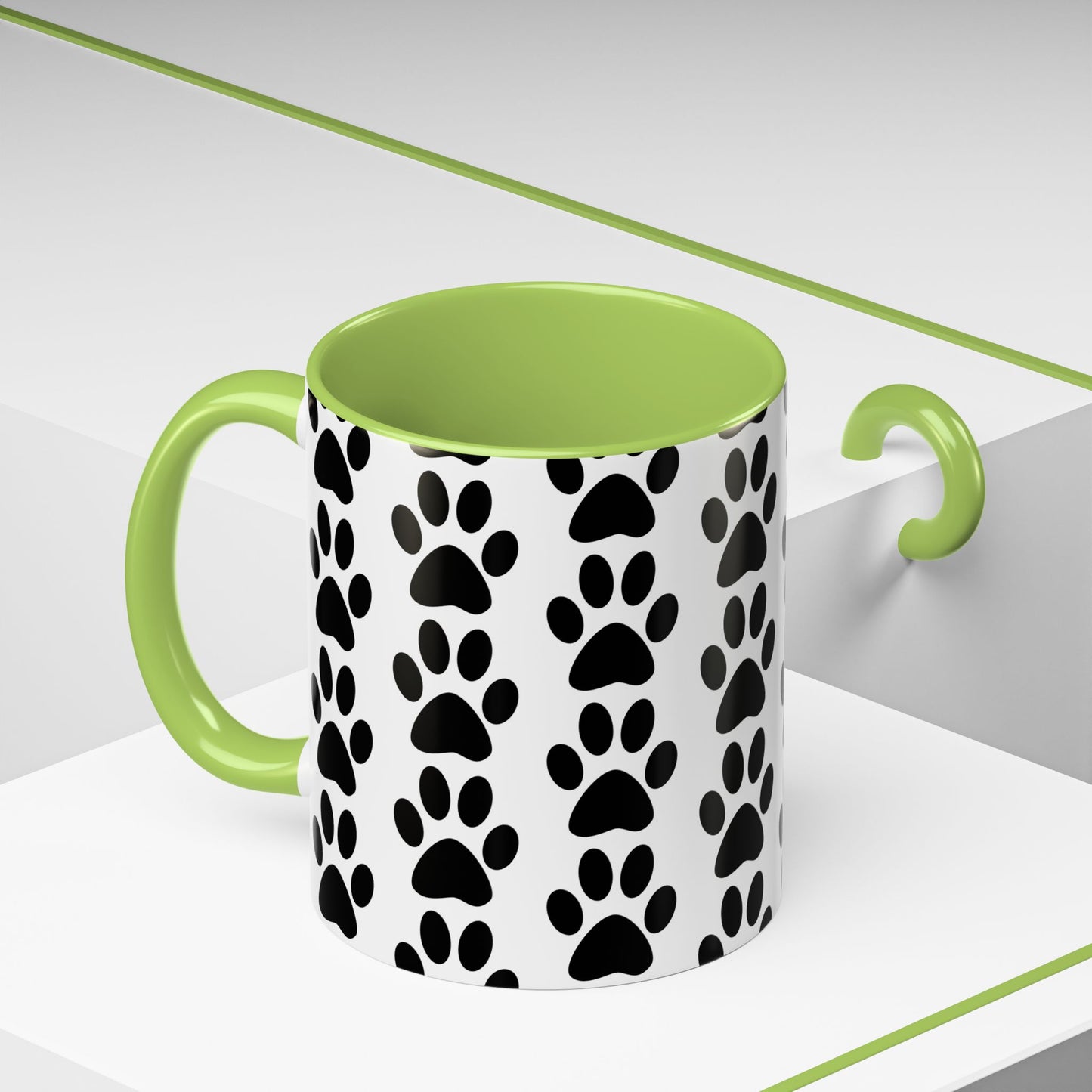 Paw Print Accent Coffee Mug - Dog Lover Gift, Black and White Pet Mug, Cute Animal Decor, Personalized Pet Owner Present, Coffee Tea Cup