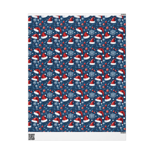 Christmas Santa Hat Wrapping Paper Roll — Festive Snowflake Gift Wrap
