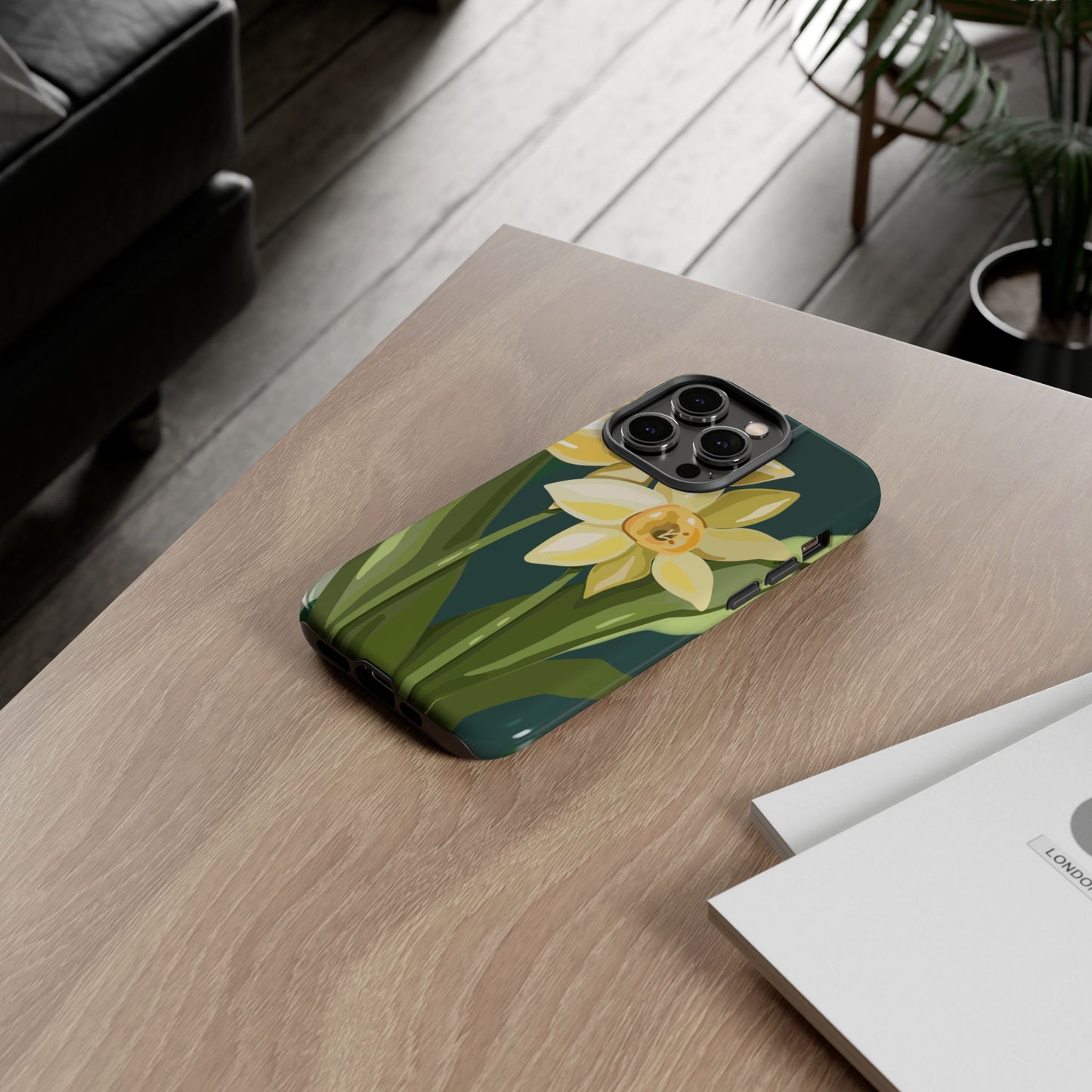 Floral Phone Case - Yellow Daffodil Design, Tough Phone Cover, Spring Decor, Floral Gift, Nature-Inspired Accessories