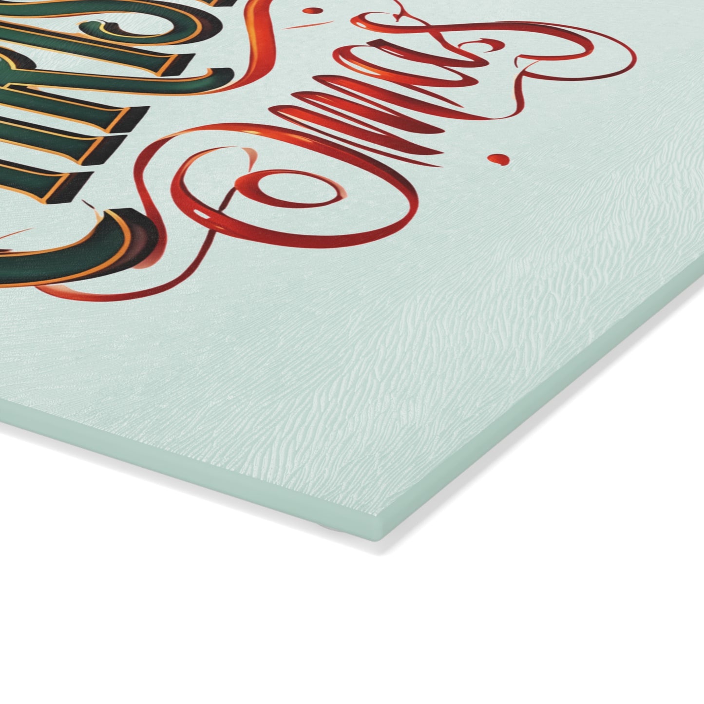 Glass Cutting Board - 'Merry Christmas' Festive Holiday Serving & Prep Board
