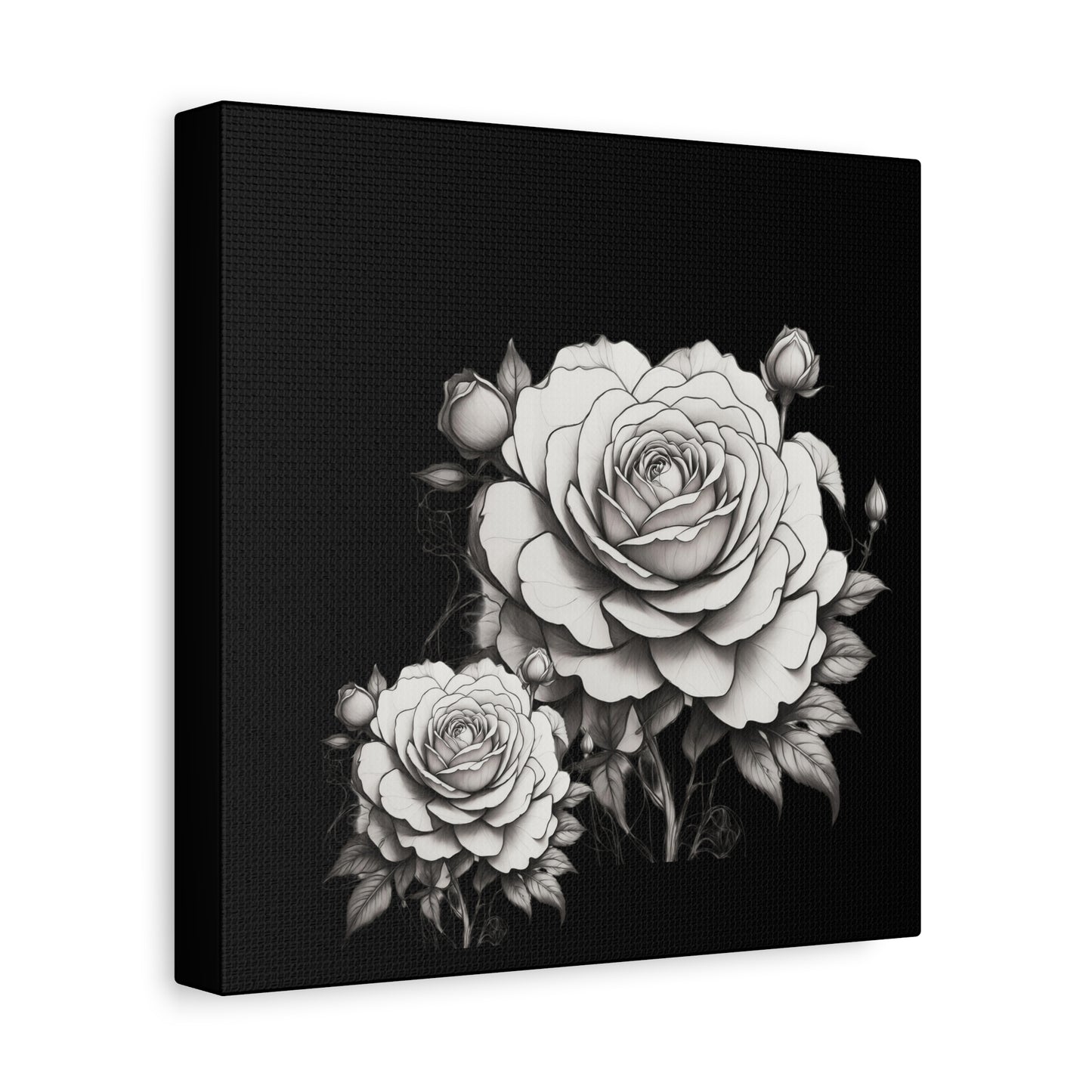 Monochrome Rose Canvas Print — Black & White Floral Wall Art