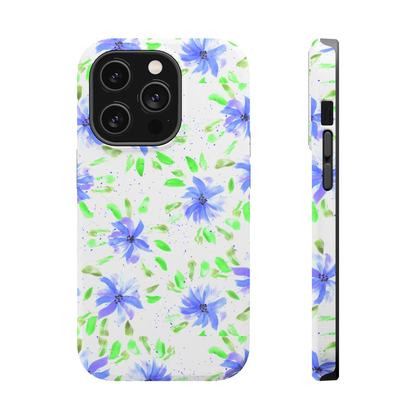 Floral Blue Watercolor Phone Case — Magnetic Impact-Resistant