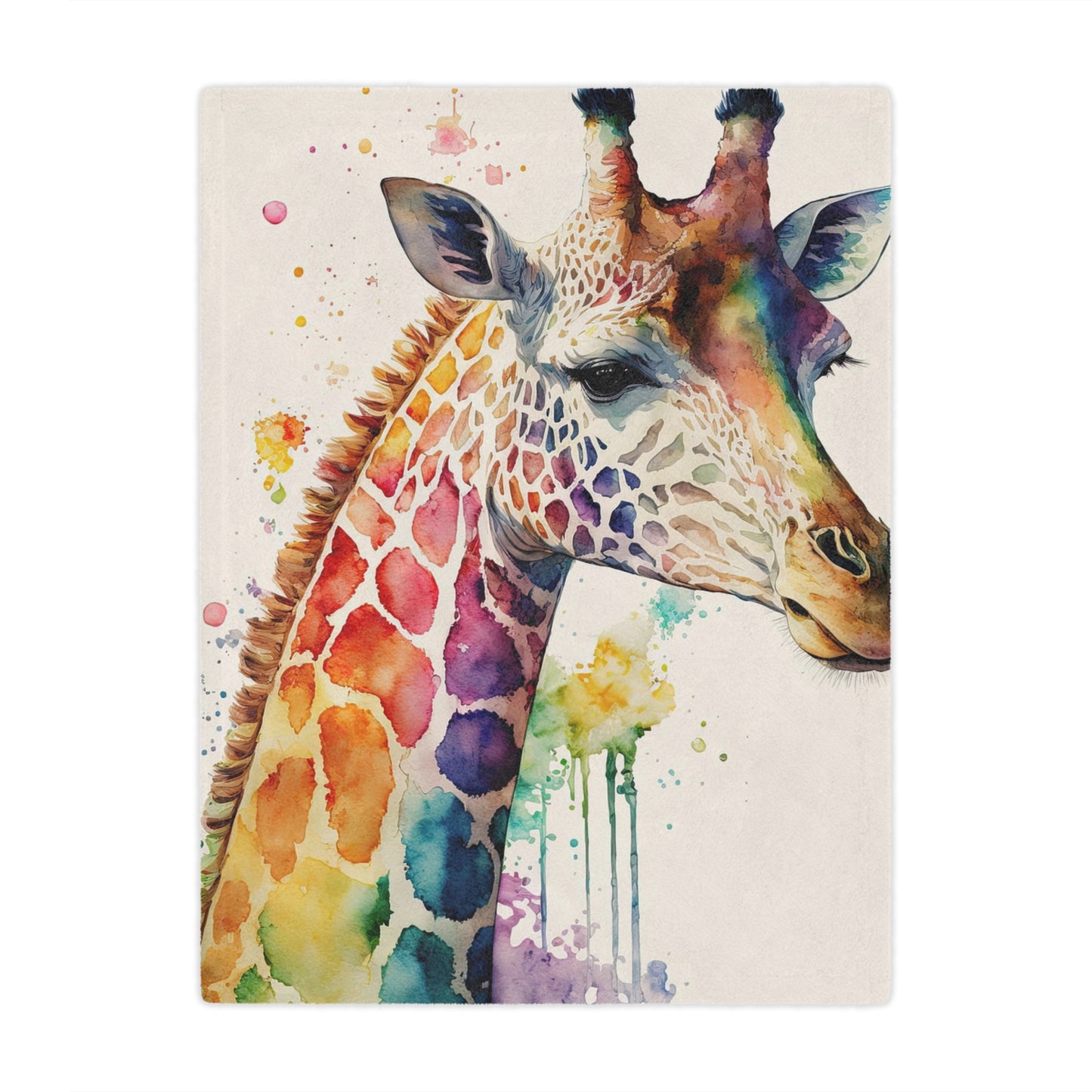 Watercolor Giraffe Minky Blanket — Soft Colorful Animal Throw for Kids & Nursery