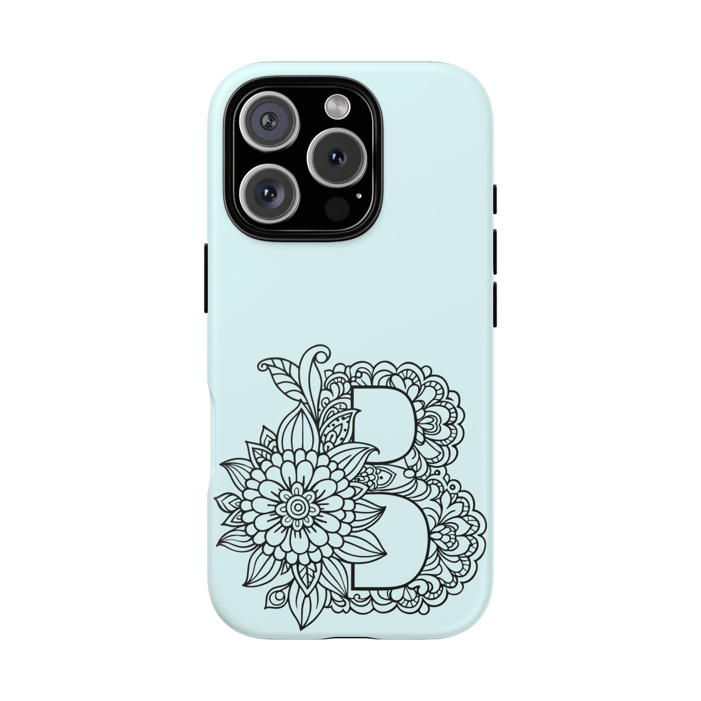 Personalized Tough Phone Case- Letter B, Floral Monogram Cell Phone Cover, Custom Protective Case, Unique Gift, Birthday, Graduation