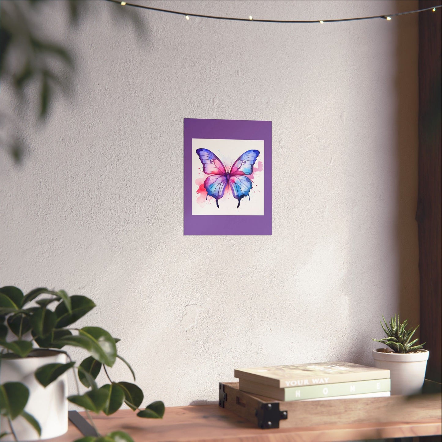 Butterfly Watercolor Matte Poster — Purple Vertical Art Print