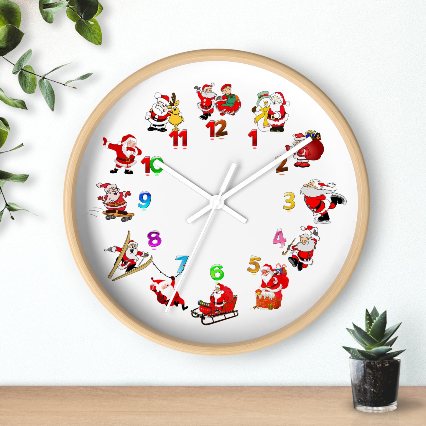 Festive Santa Wall Clock, Christmas Decor, Holiday Home Accent, Gift for Kids, Fun Timepiece, Seasonal Clock, Xmas Decoration