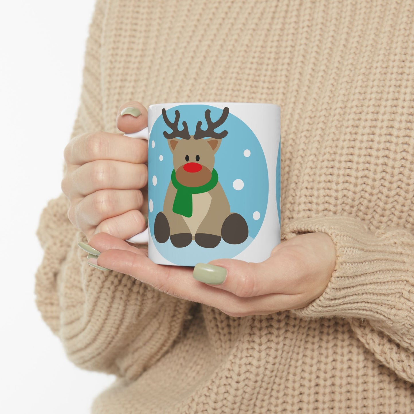 Christmas Reindeer Ceramic Mug — Cute Holiday Coffee Cup (11oz & 15oz)