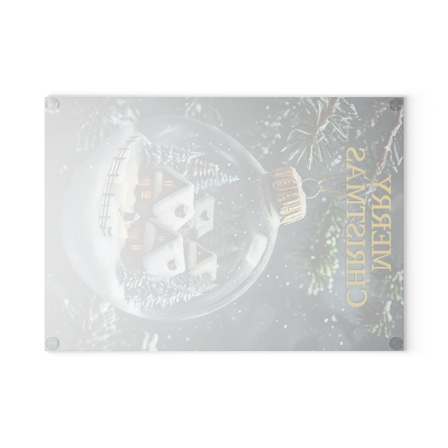 Christmas Ornament Glass Cutting Board — Merry Christmas Holiday Kitchen Decor