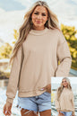 Oversize Drop Shoulder Reversible Mock Neck Sweatshirt