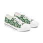 Floral Green Daisy Low Top Sneakers — Casual Garden Print Shoes