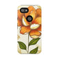 Floral Phone Case with Orange Flower Design, Tough Phone Cover, Floral Gift, Stylish Tech Accessory, Nature Lovers, Spring Vibes