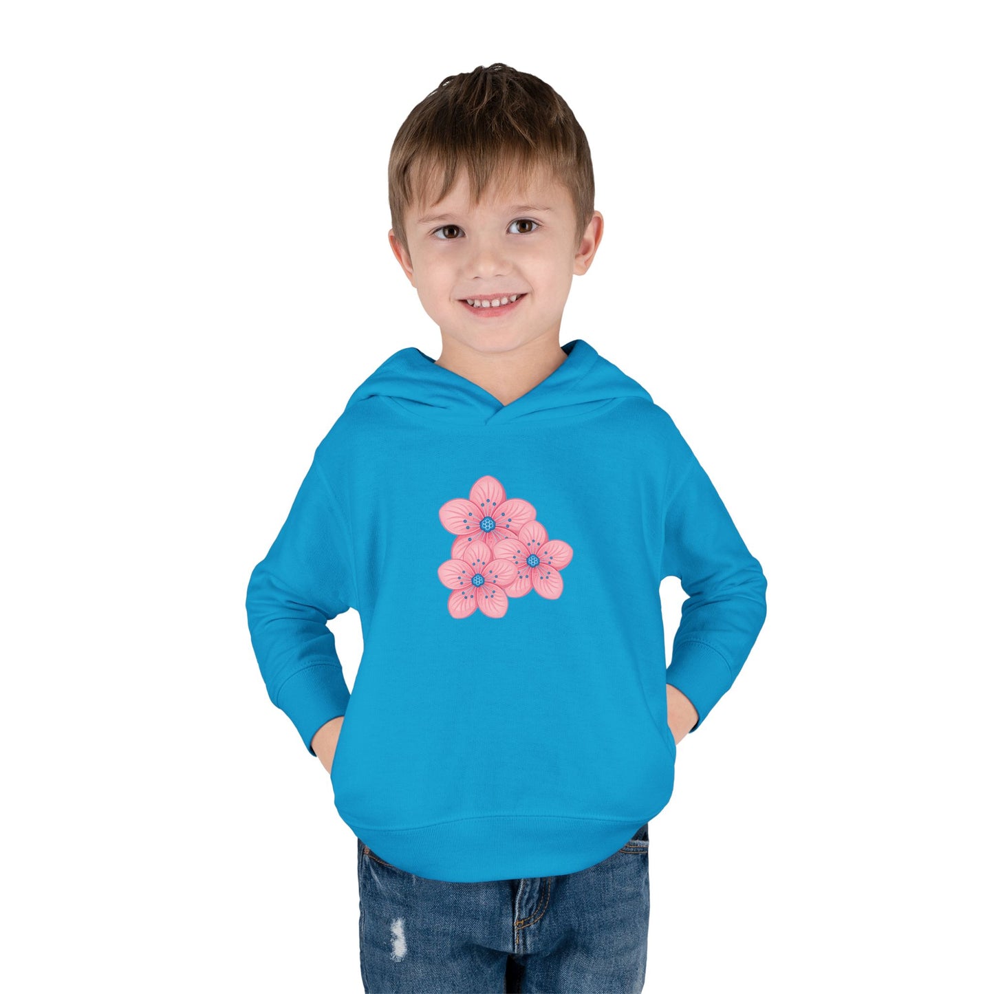 Adorable Toddler Pullover Fleece Hoodie with Pink Flower Design, Kids Sweatshirt, Toddler Clothing, Spring Outfit, Cute Gift for Kids