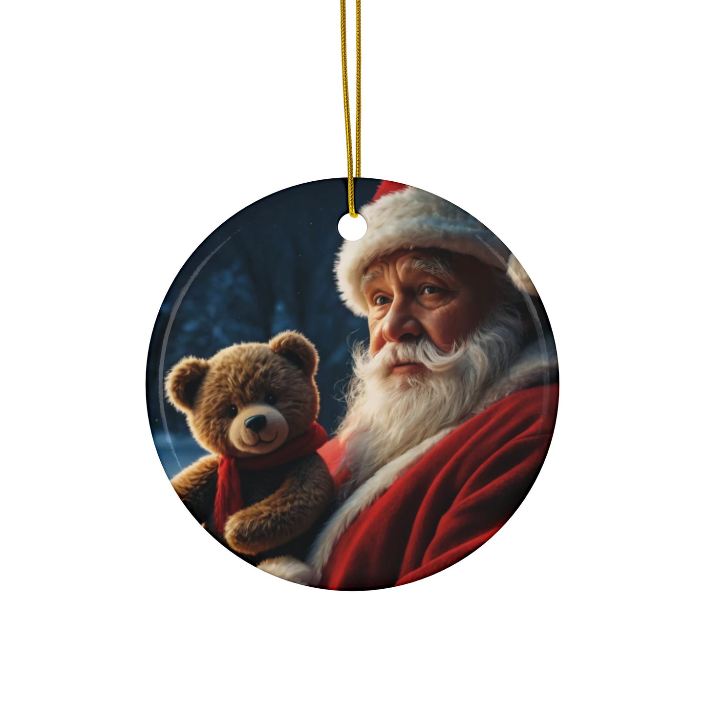 Ceramic Christmas Ornaments, Santa and Teddy Bear Design, Holiday Decorations, Christmas Gifts, Family Keepsakes