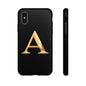 Custom Phone Case with Gold Letter A, Monogrammed Gift, Tough Protective Case, Personalized Phone Accessory, Unique Phone Cover