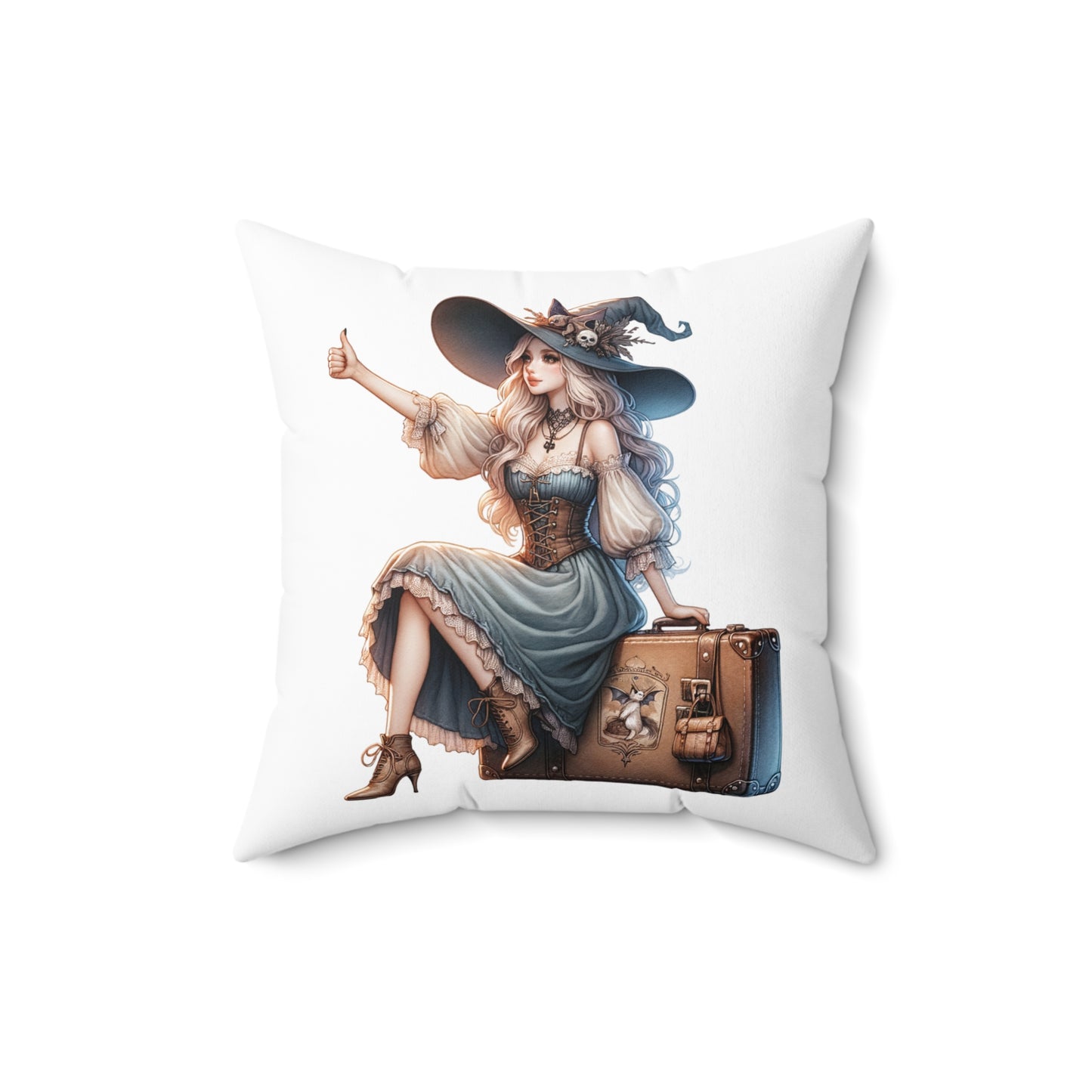 Whimsical Witch Decorative Pillow, Cozy Home Accent, Halloween Decor, Gift for Witch Lovers, Spooky Home Decor, Magic Pillow