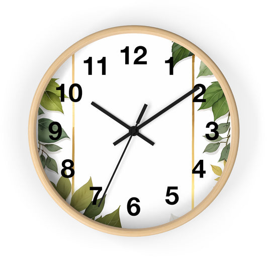 Elegant Leafy Wall Clock | Home Décor, Gift for Her, Modern Rustic Design, Nature Lover Wall Art, Stylish Timepiece