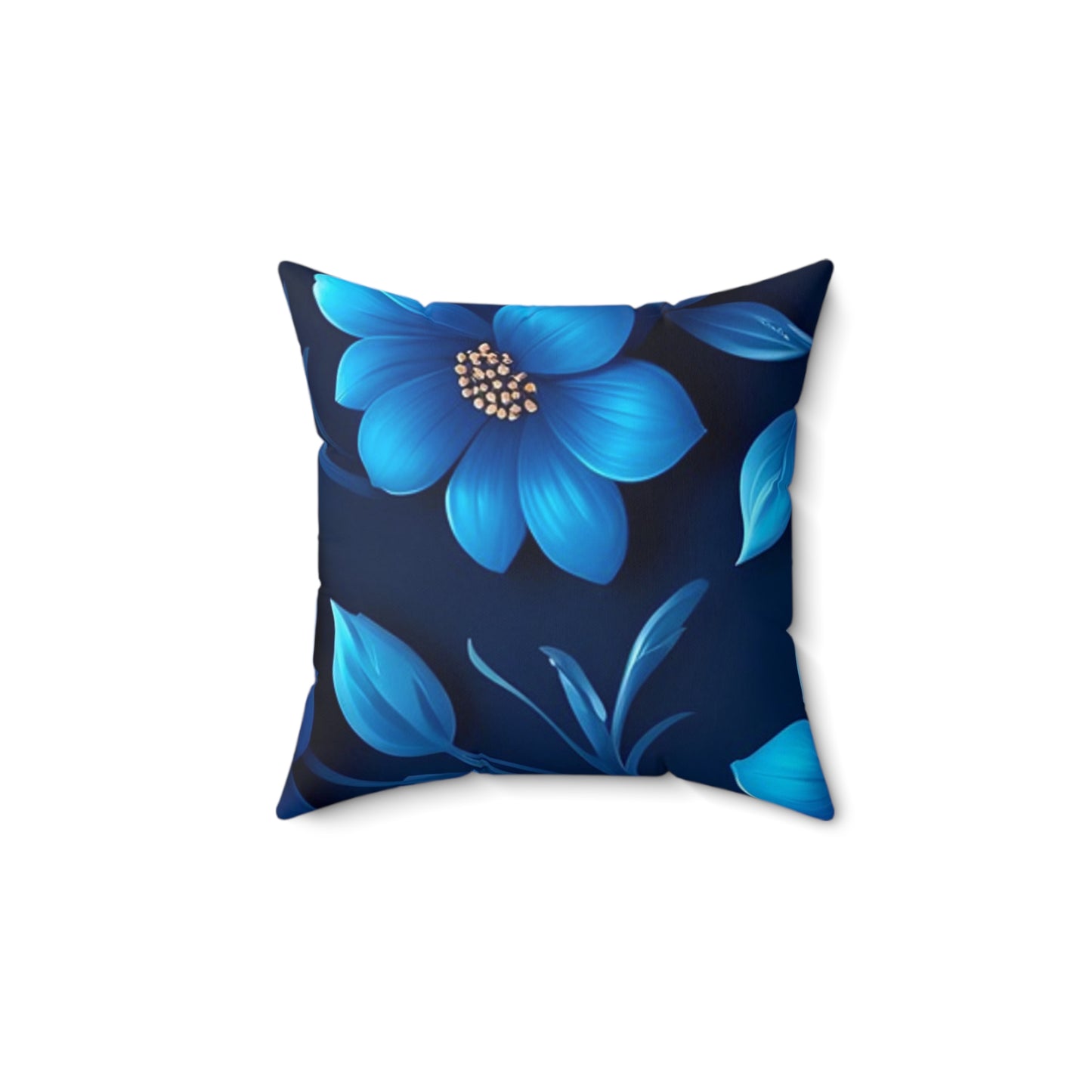 Floral Blue Square Pillow, Boho Home Decor Cushion, Cozy Living Room Accent, Floral Throw Pillow for Gifts, Bed Pillow for Relaxation
