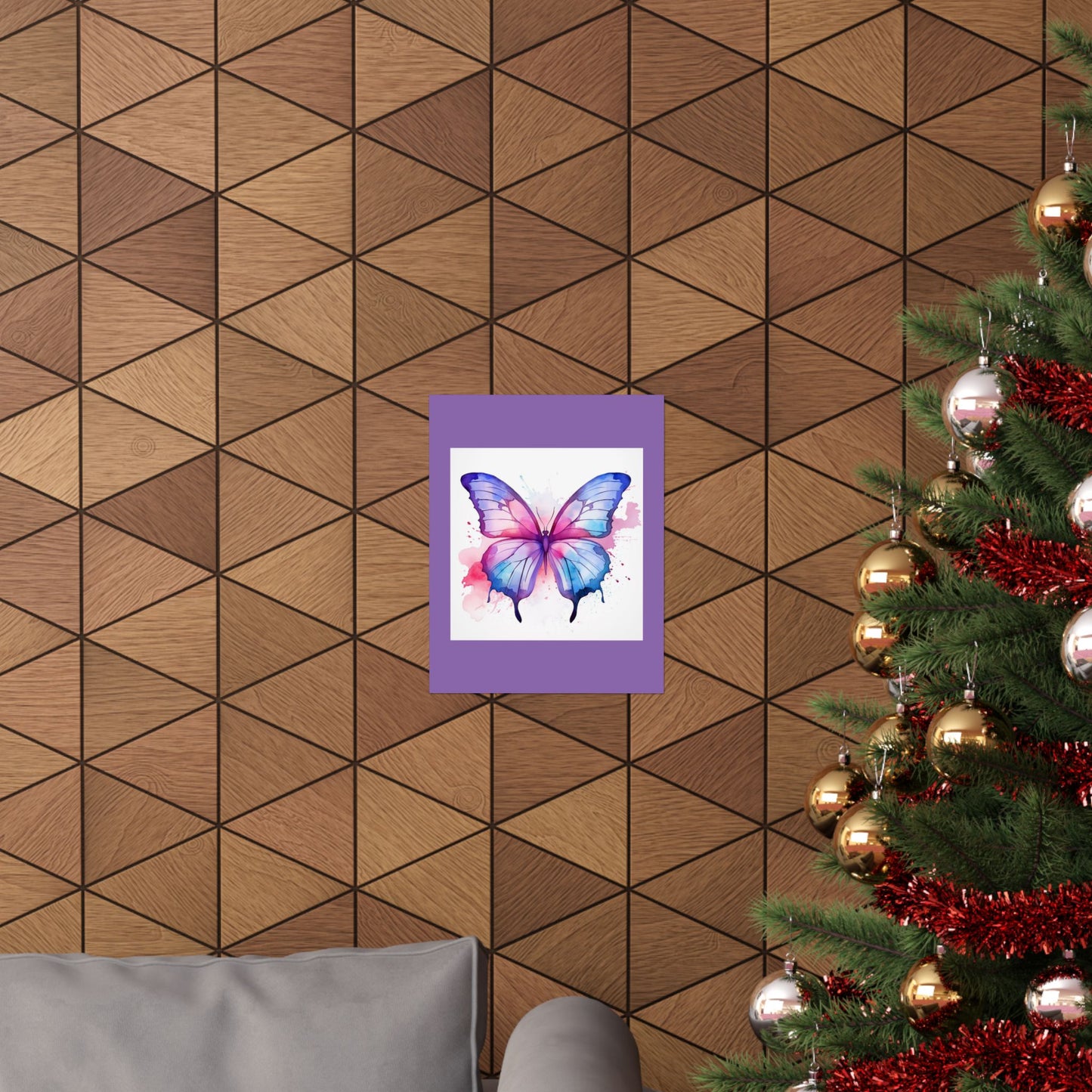 Butterfly Watercolor Matte Poster — Purple Vertical Art Print