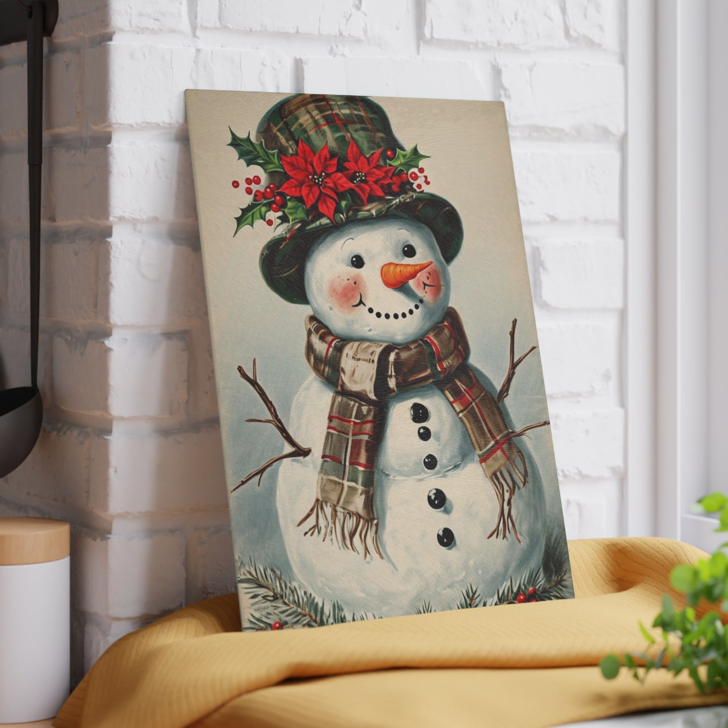 Snowman Glass Cutting Board — Festive Holiday Kitchen Decor & Serving Board