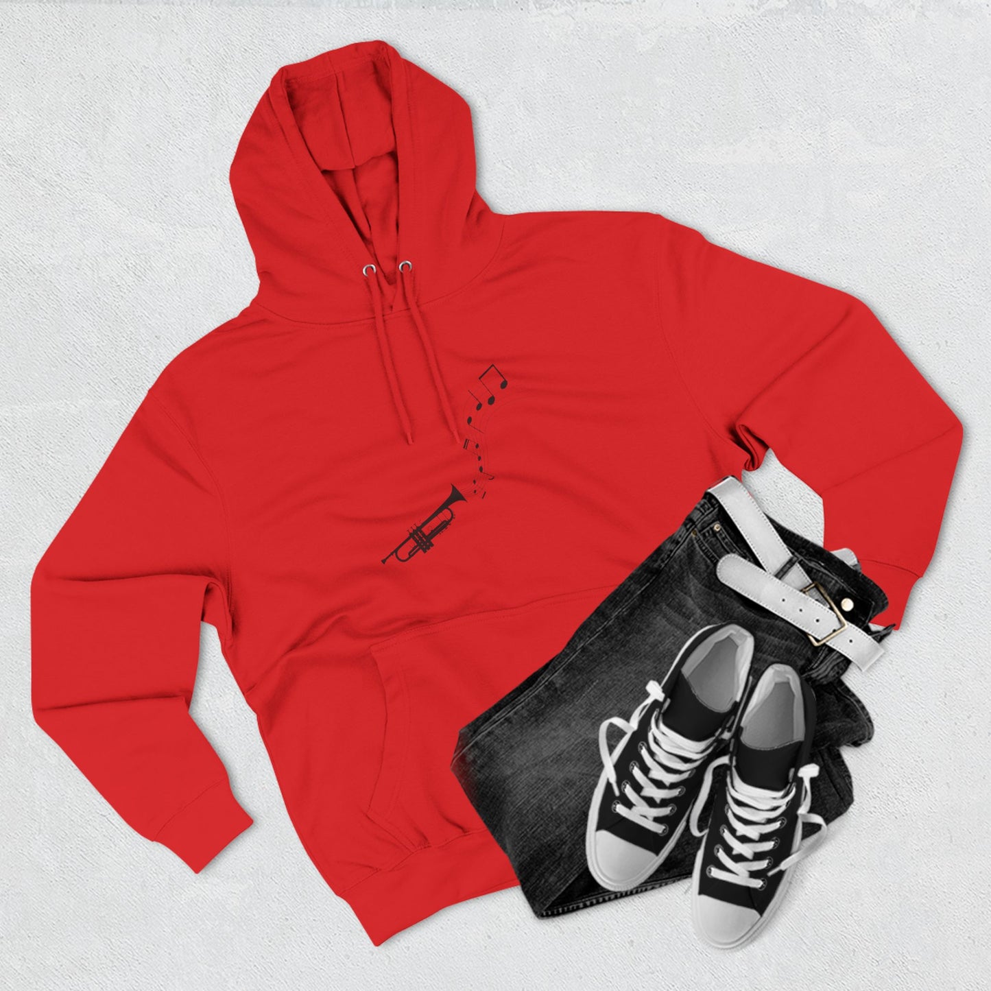 Trumpet Music Notes Hoodie — Minimalist Jazz Instrument Pullover