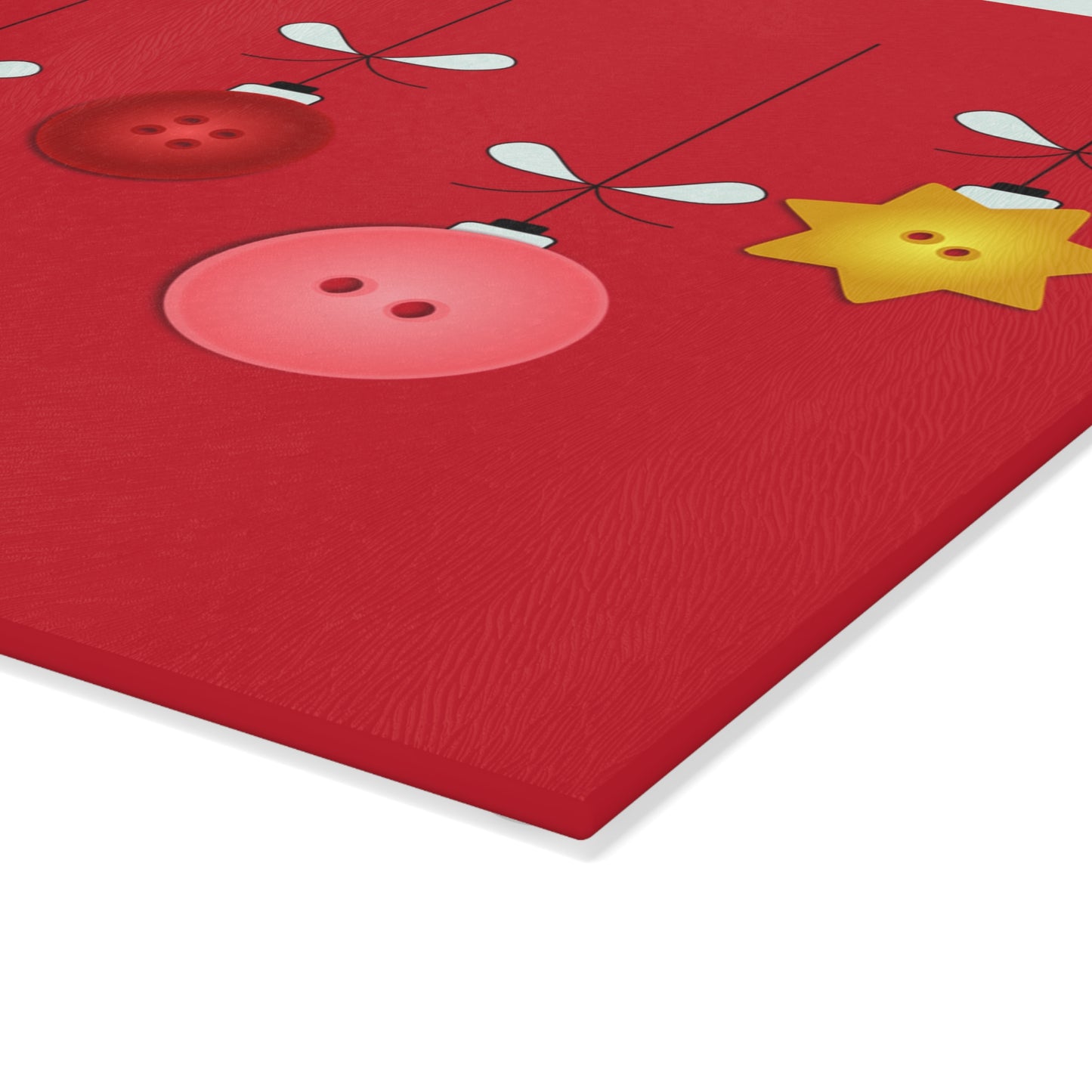 Festive Glass Cutting Board with Holiday Ornament Design, Kitchen Gift, Christmas Decor, Personalized Gift, Cooking Essentials