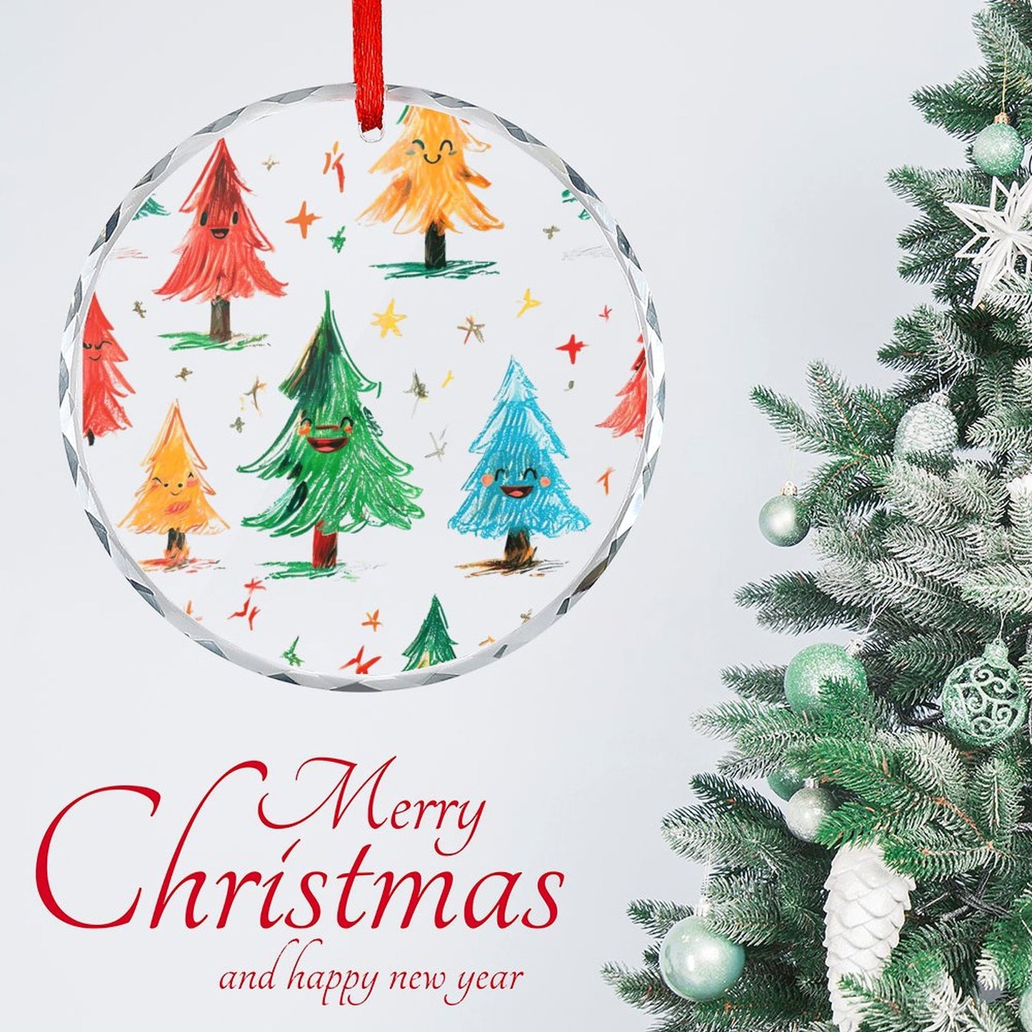 Glass Circular Ornament Pendant