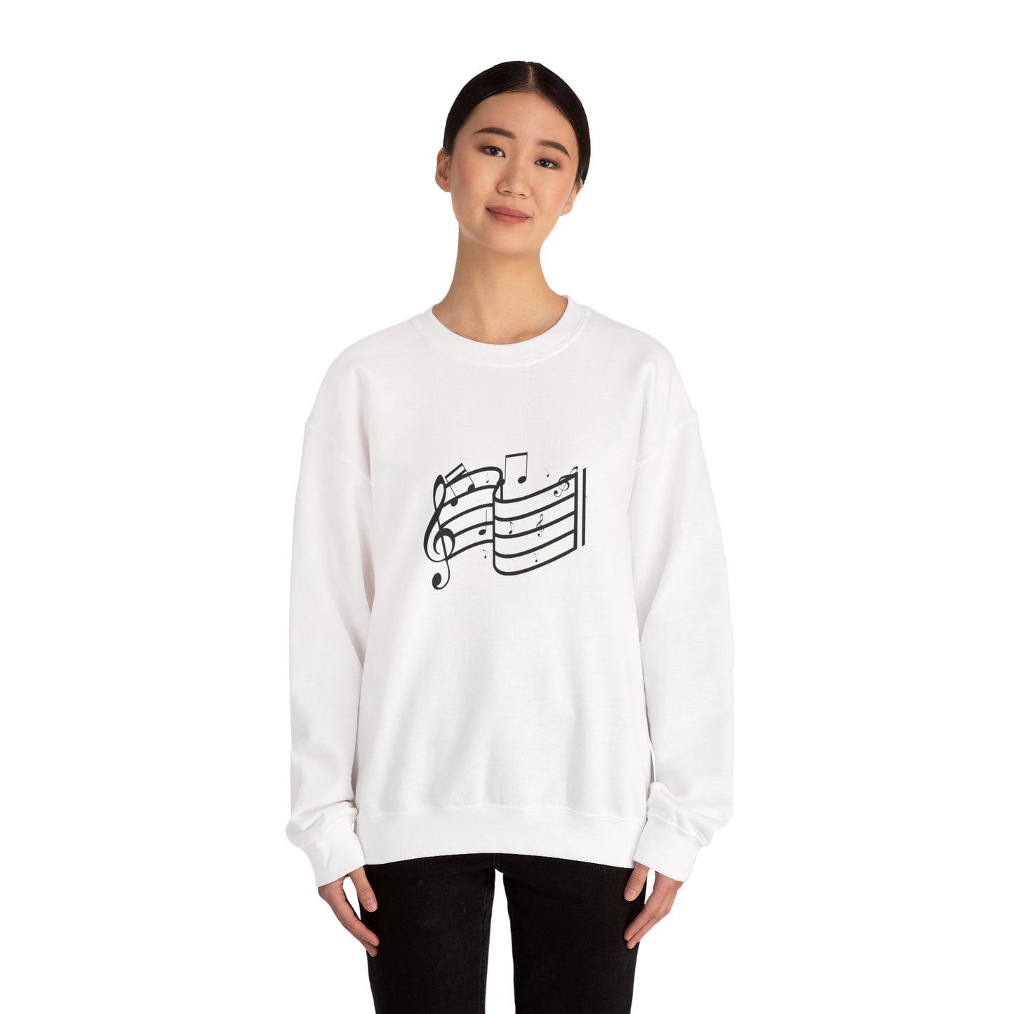 Music Notes Crewneck Sweatshirt – Minimal Sheet Music Design