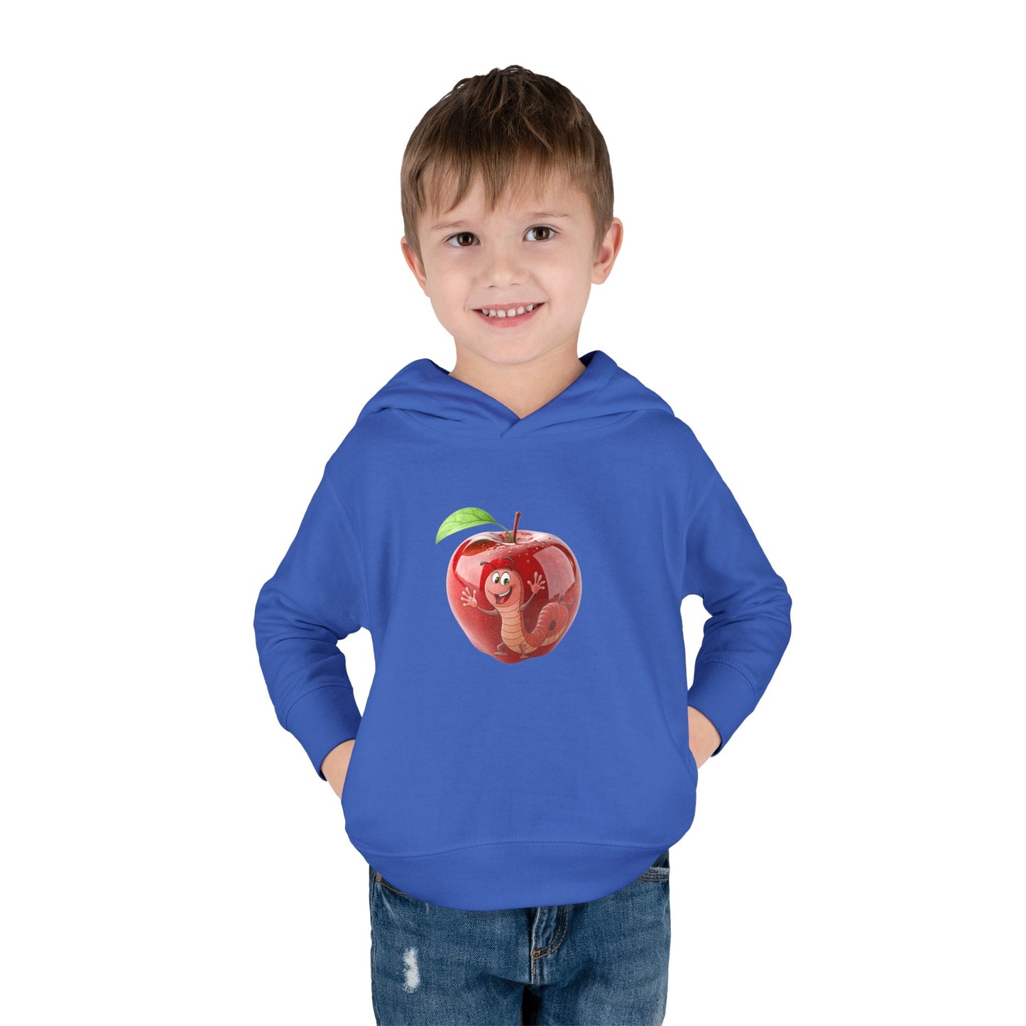 Cute Apple Toddler Pullover Fleece Hoodie - Cozy, Fun, Playful Kidswear, Perfect Gift for Birthdays, Play Dates, or Fall Outings