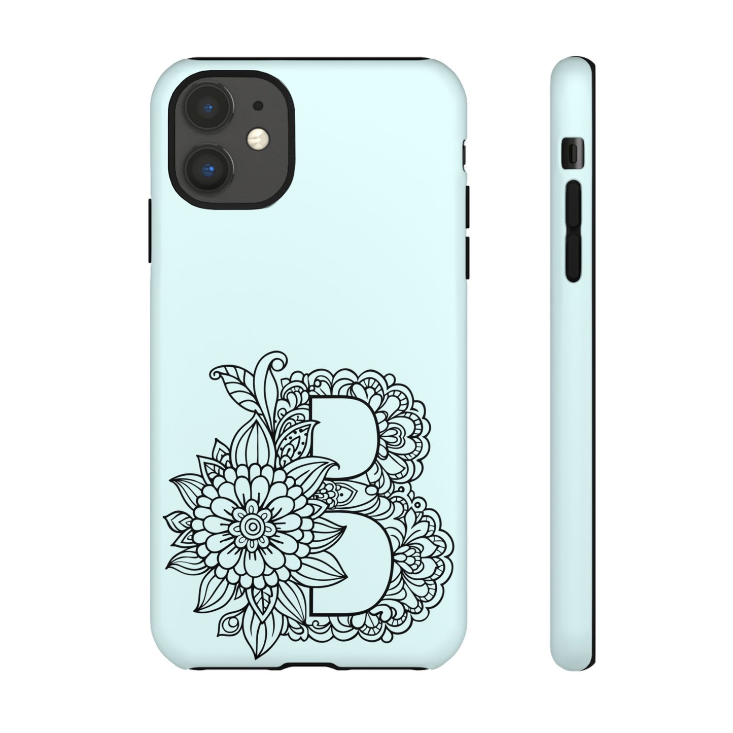 Personalized Tough Phone Case- Letter B, Floral Monogram Cell Phone Cover, Custom Protective Case, Unique Gift, Birthday, Graduation