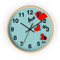 Love Hearts Wall Clock — Retro Teal Clock with Red Hearts & 'Love' Typography