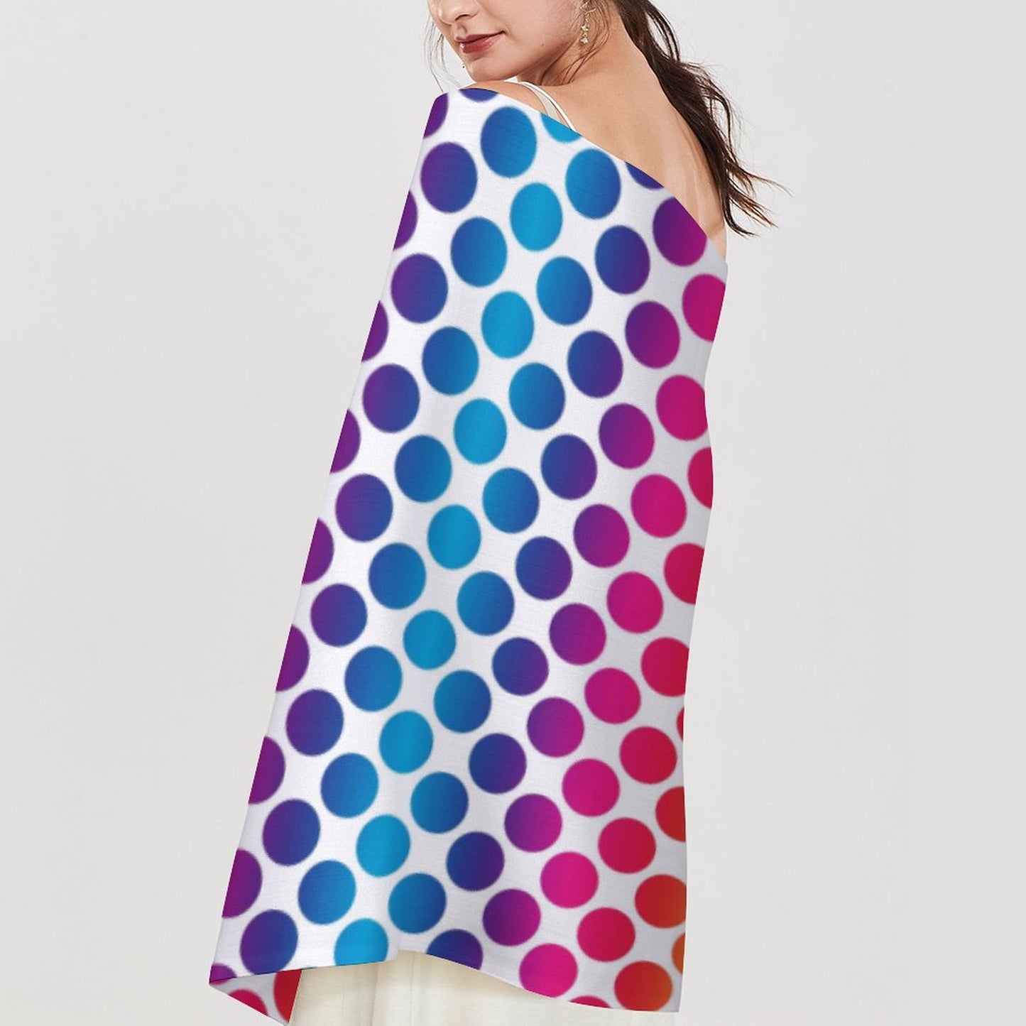 Cashmere-like Tassel Scarf Rainbow Dots