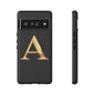 Custom Phone Case with Gold Letter A, Monogrammed Gift, Tough Protective Case, Personalized Phone Accessory, Unique Phone Cover