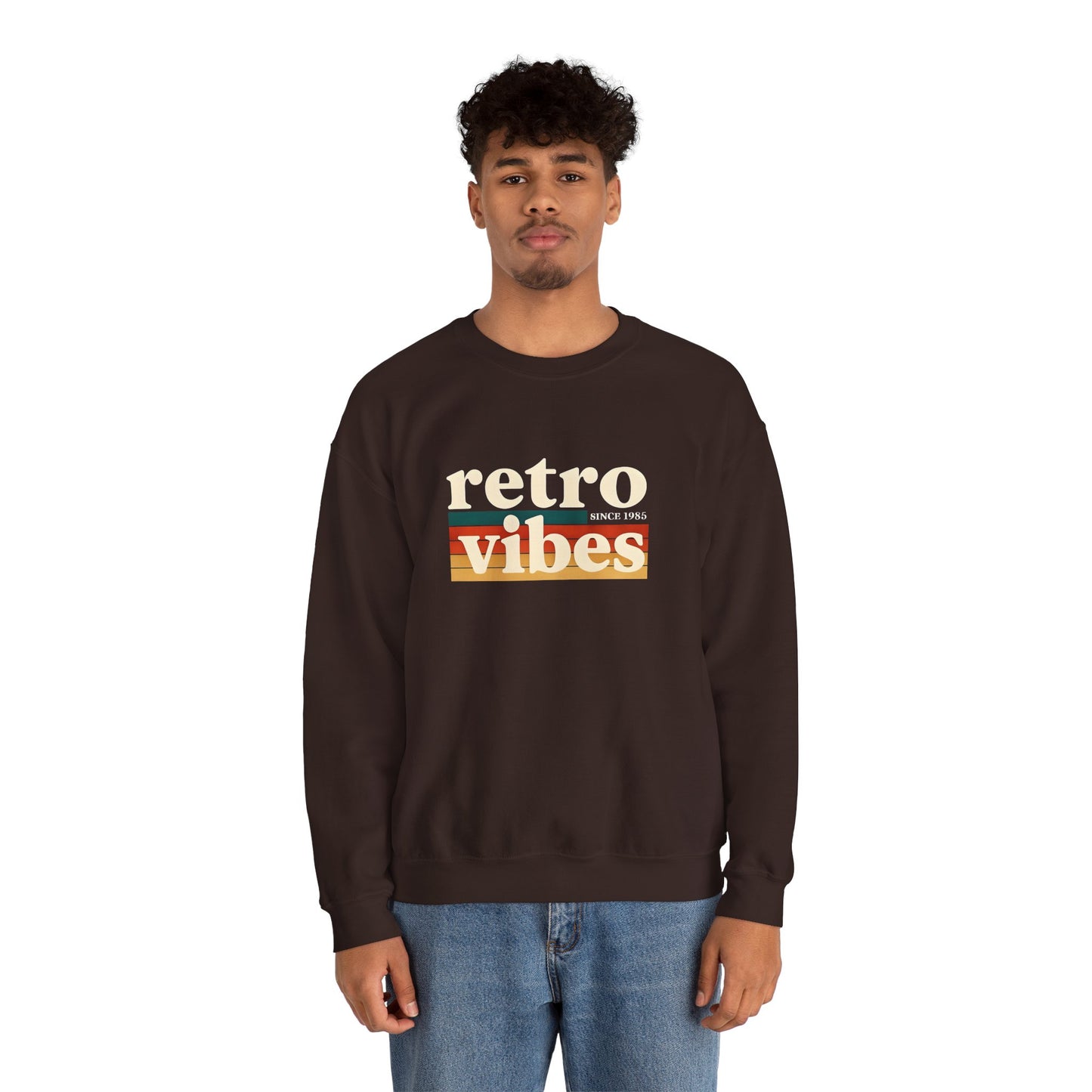 Retro Vibes Crewneck Sweatshirt, Unisex Vintage Style, Cozy Fall Fashion, Gift for Music Lovers, Chill Weekend Wear