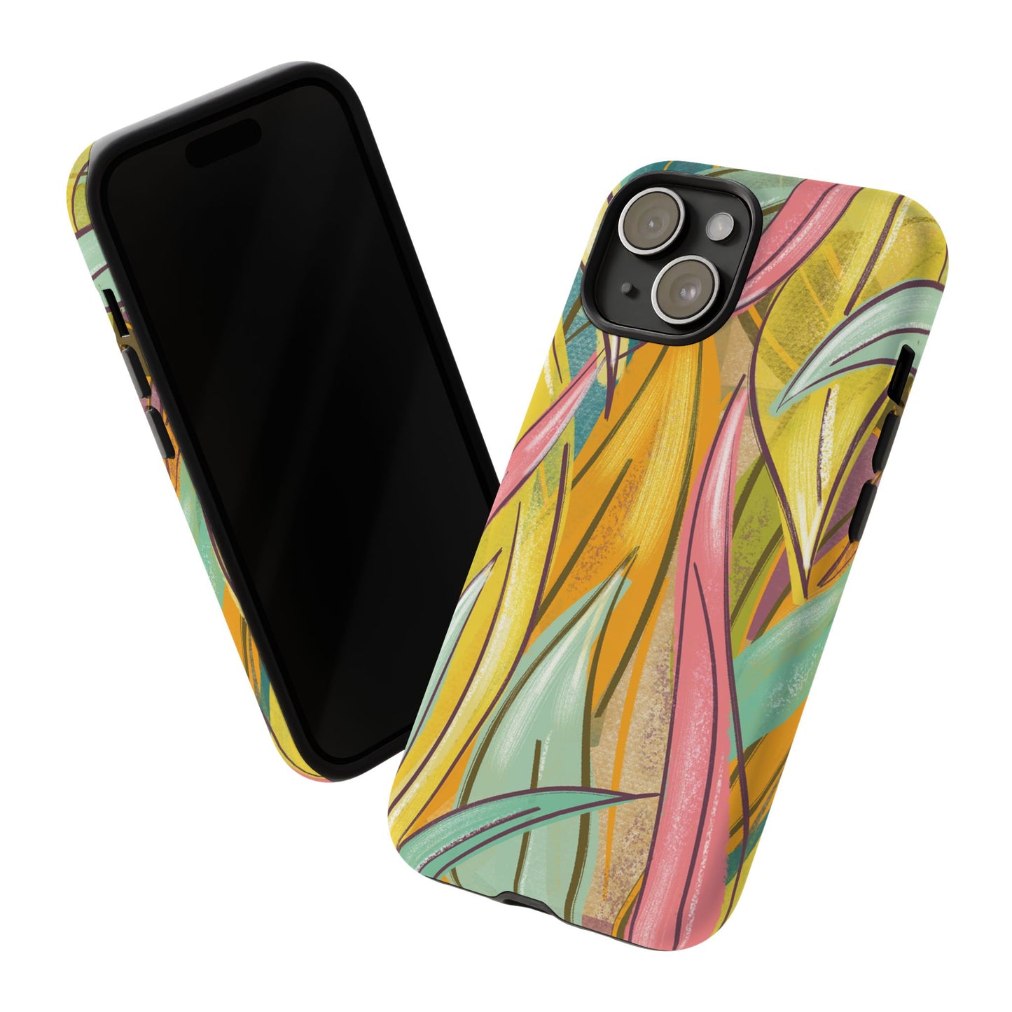 Vibrant Phone Case with Colorful Leaf Design, Tough Cases for Nature Lovers, Eco-Friendly Gift, Summer Vibes, Floral Phone Cover