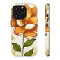 Floral Phone Case with Orange Flower Design, Tough Phone Cover, Floral Gift, Stylish Tech Accessory, Nature Lovers, Spring Vibes