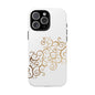 Elegant Floral Phone Case, Tough Cases, Gold Swirls, Stylish Protection, Trendy Gift, Chic Accessory