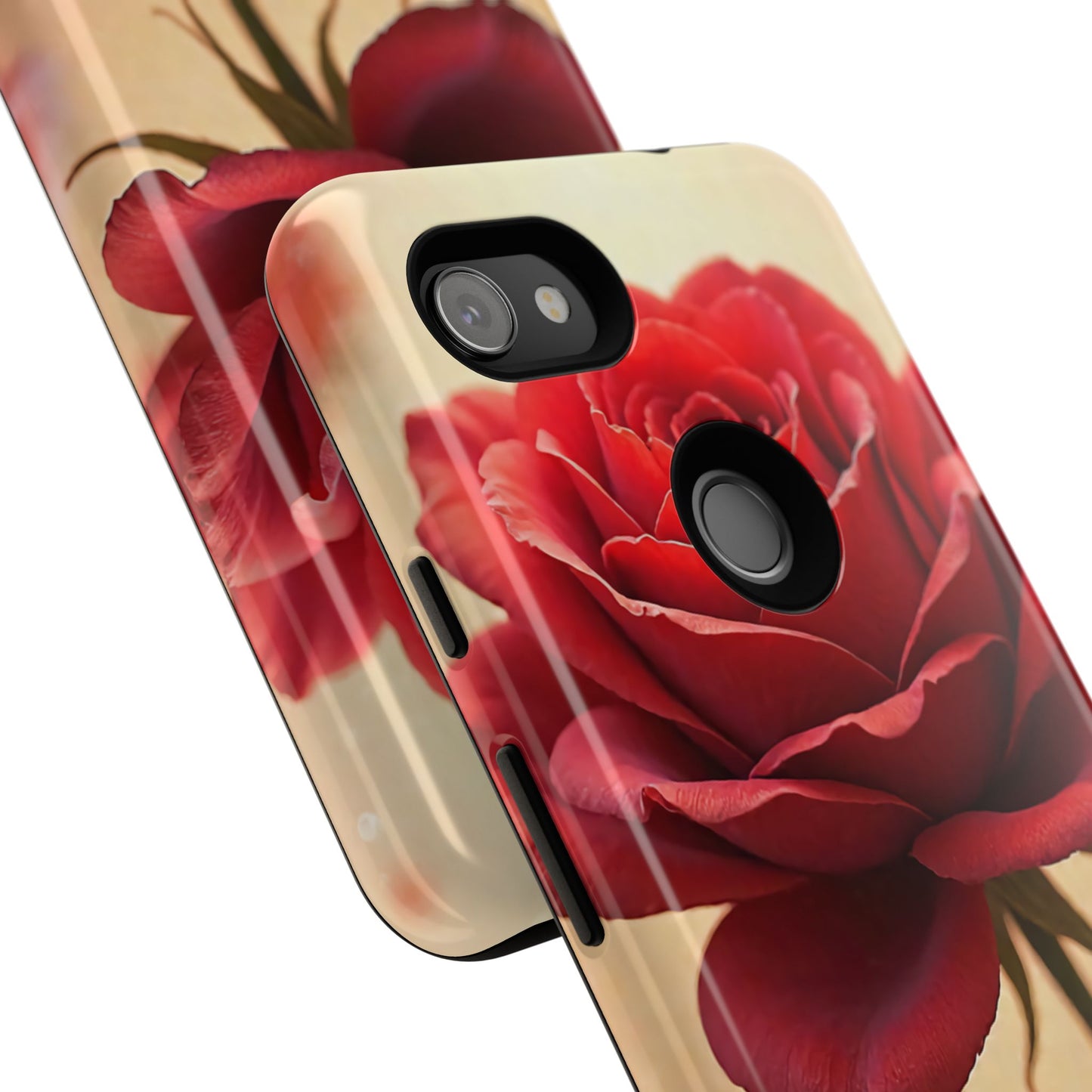 Floral Phone Case with Red Rose Design, Tough Phone Cover, Flower Print, Gift for Her, Stylish Accessory, Floral Aesthetic