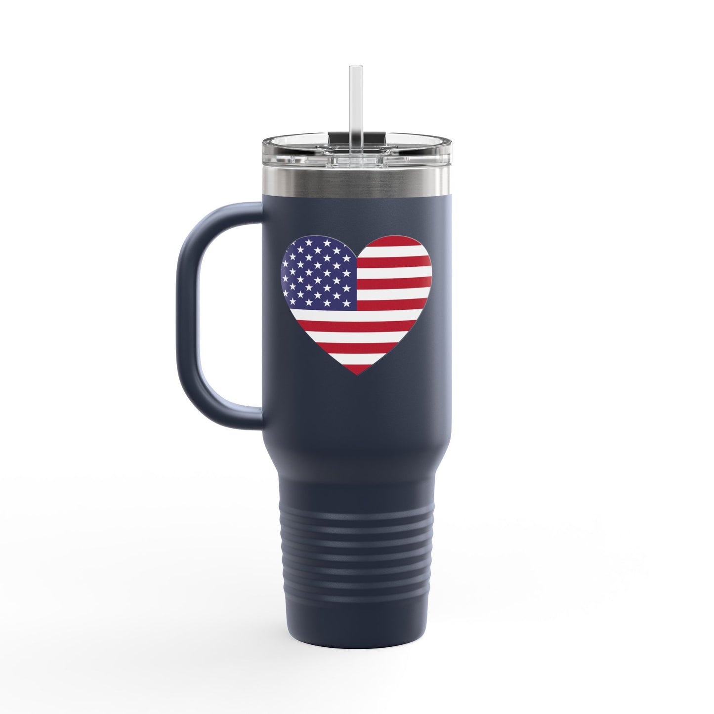 Insulated Travel Mug, 40oz - Heart American Flag