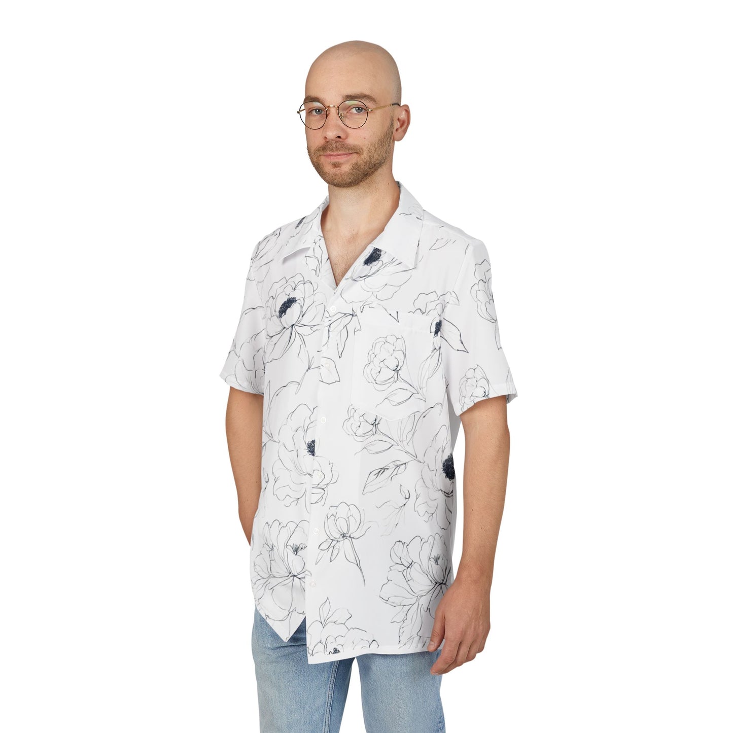 Floral Hawaiian Button-Down Shirt, Beachwear, Summer Outfit, Tropical Style,