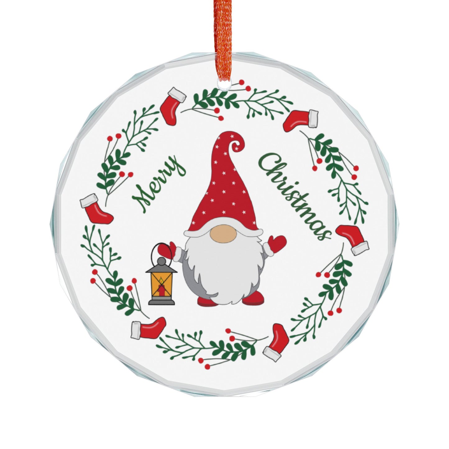 Heart Crystal Ornament — Merry Christmas Gnome Holiday Decoration