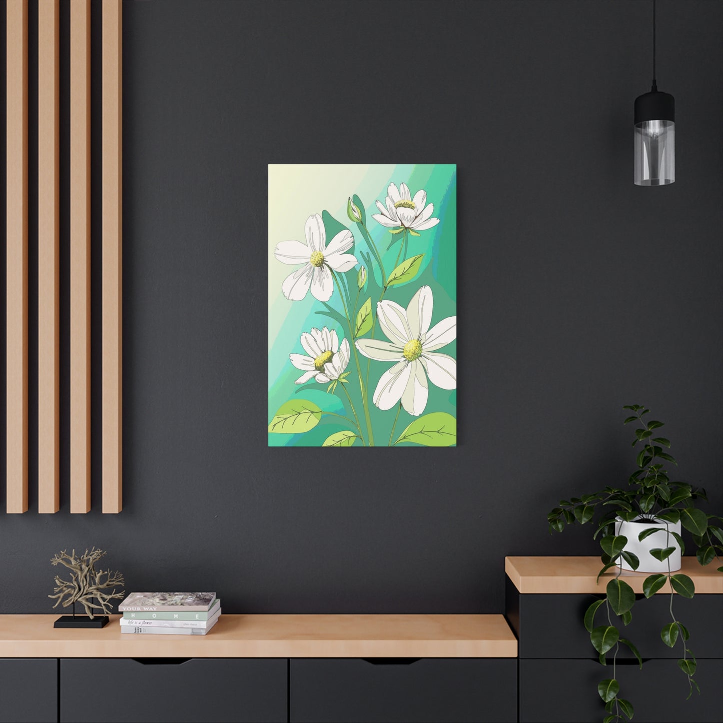Matte Canvas, Stretched, 1.25" White Flowers