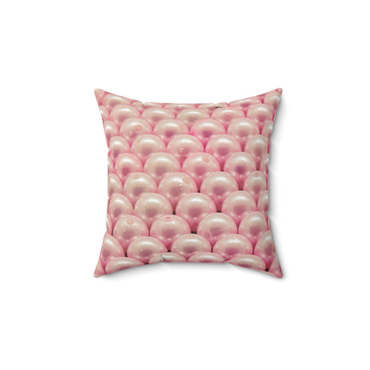 Pink Pearl Patterned Square Pillow, Decorative Cushion, Home Decor, Gift for Her, Soft Furniture Accent, Cozy Vibes