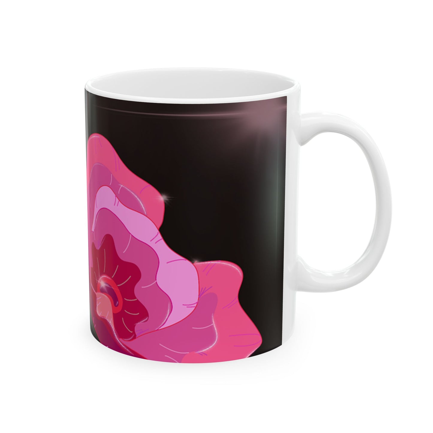 Floral Ceramic Mug - Pink Blossoms on Black, Gift for Flower Lovers, Home & Office Decor, Coffee or Tea, Mother's Day Gift, Birthday Present