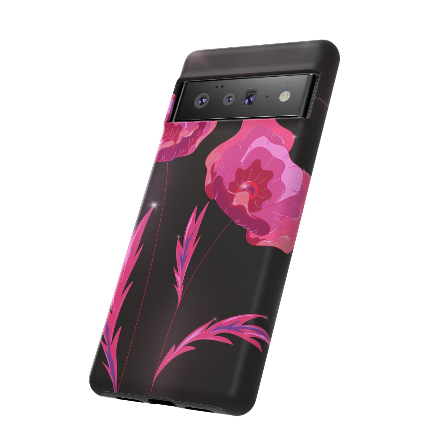 Floral iPhone Case | Tough Cases with Pink Poppy Design, Elegant Flower Phone Cover, Gift for Her, Spring Accessories, Chic Tech