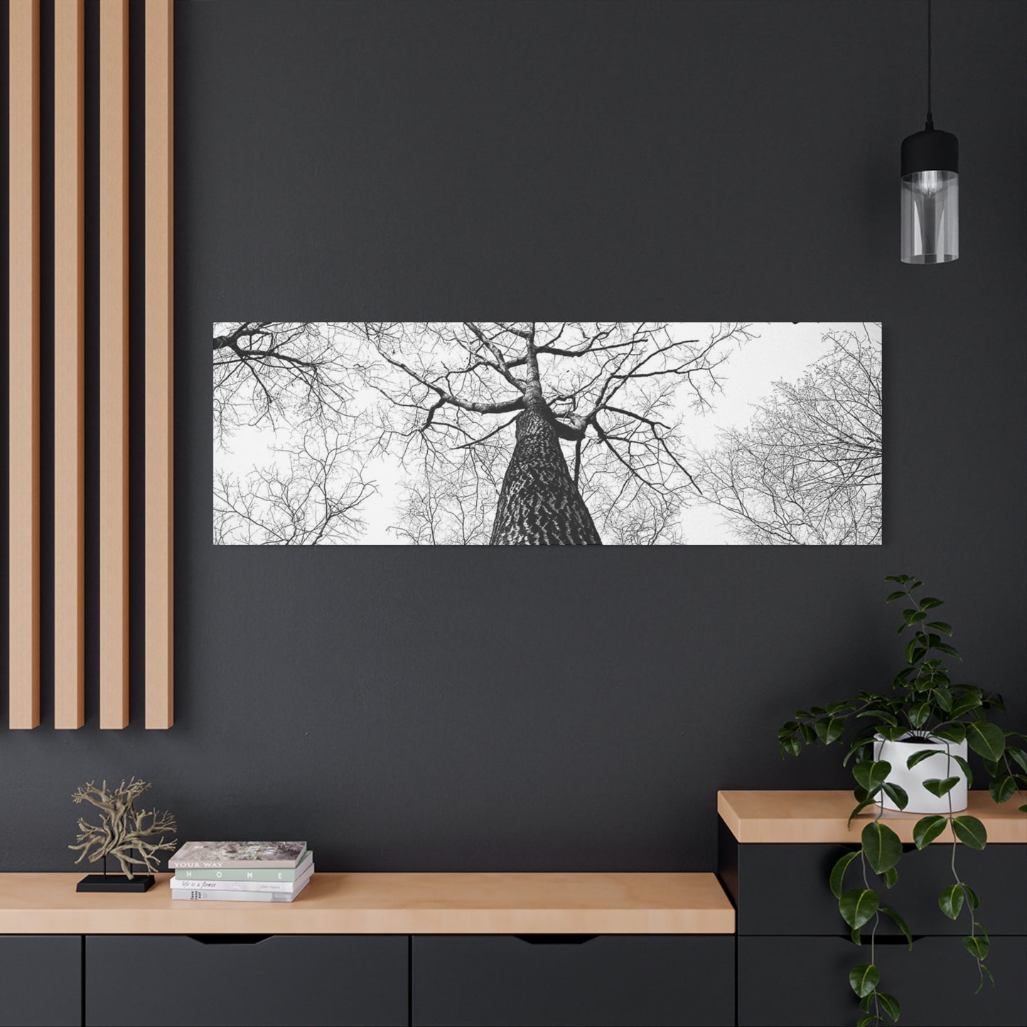 Black & White Tree Canopy Matte Canvas Wall Art — Upward Forest Photography