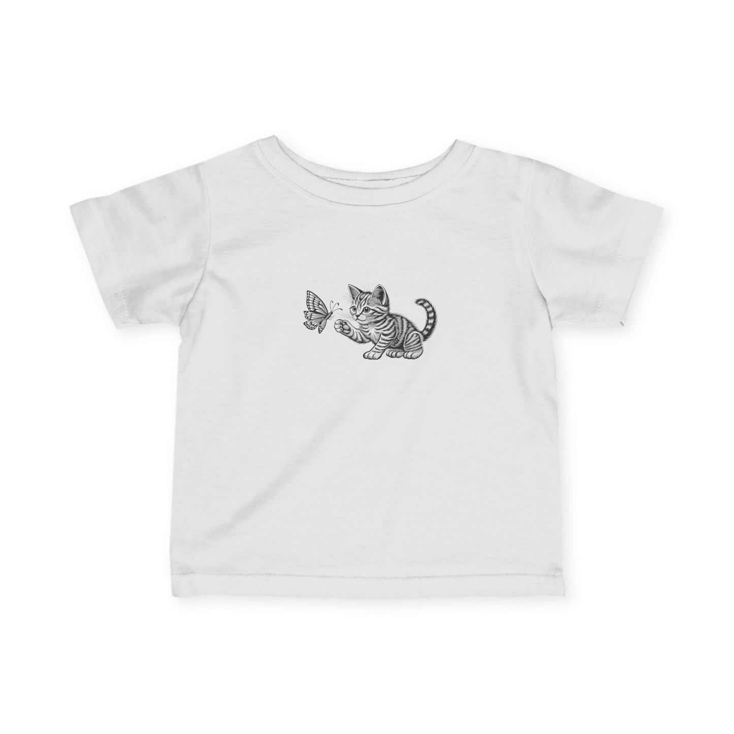 Cute Cat Playing with Butterfly Infant Tee, Baby Shirt, Toddler Apparel, Birthday Gift, Cute Baby Clothes, Cat Lover Outfit